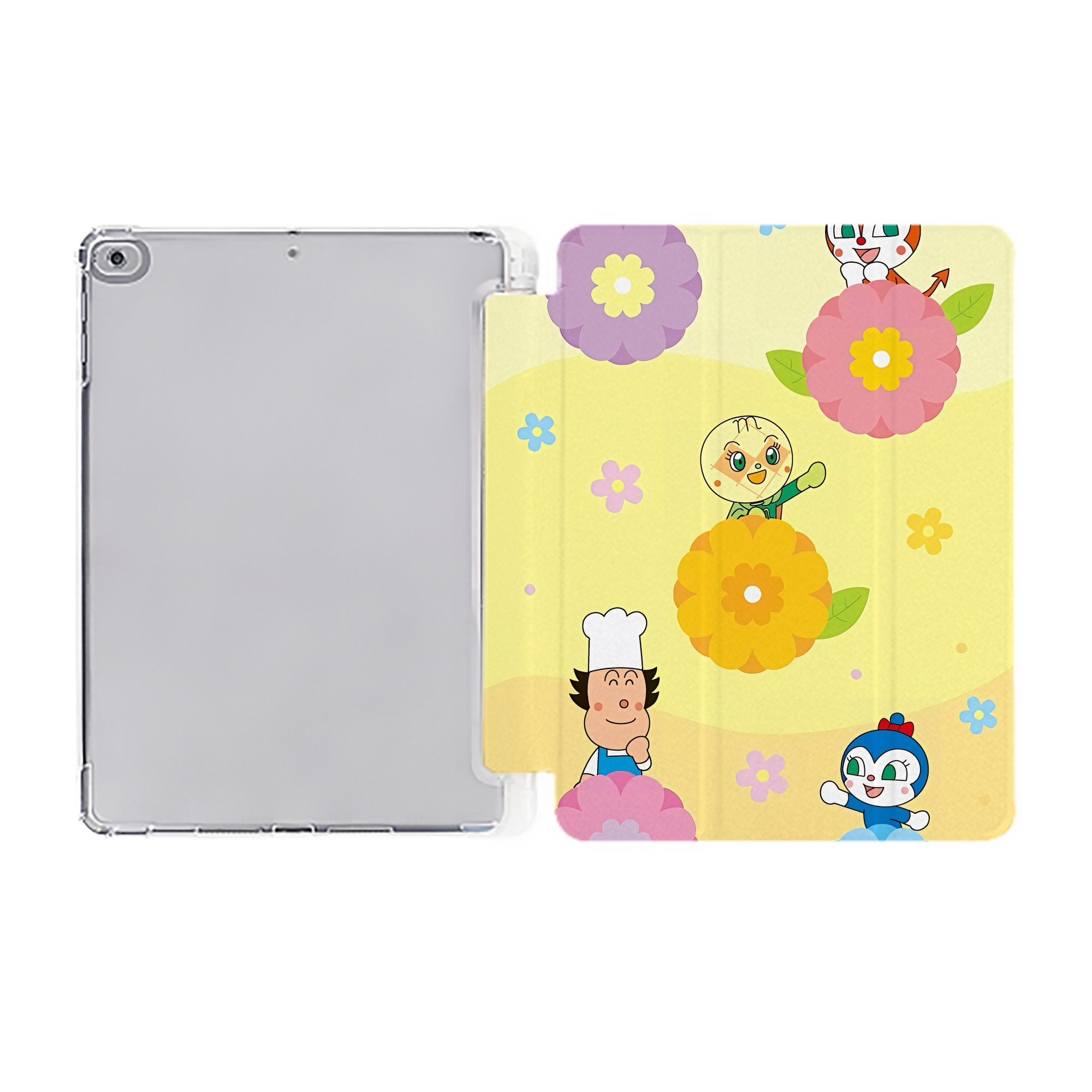 （画像用） アンパンマン Anpanman IPad ケース ペン収納付き 三つ折りスタンド PUレザー×シリコン 対応機種9.5/10.5/10.9インチ